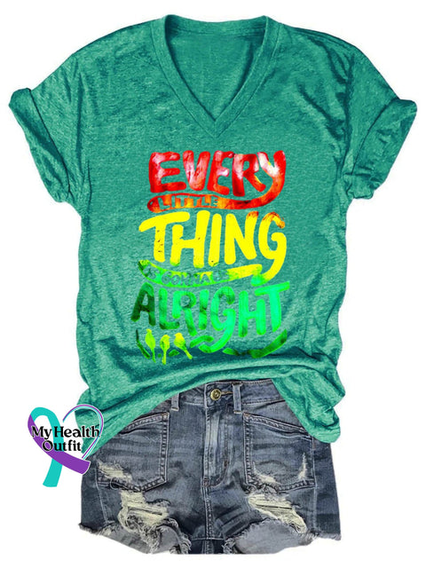 Every Little Thing Is Gonna Be Alright Art Print Casual T-Shirt Green / S