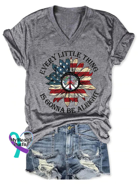 Every Little Thing Is Gonna Be Alright Art Print Casual T-Shirt Grey / S