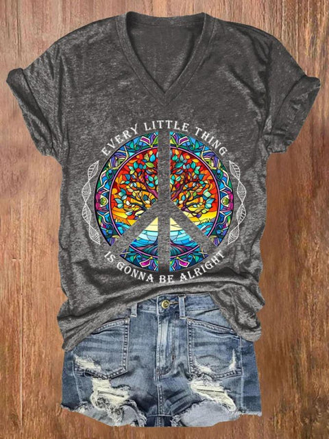 Every Little Thing Is Gonna Be Alright Art Print Casual T-Shirt Grey / S