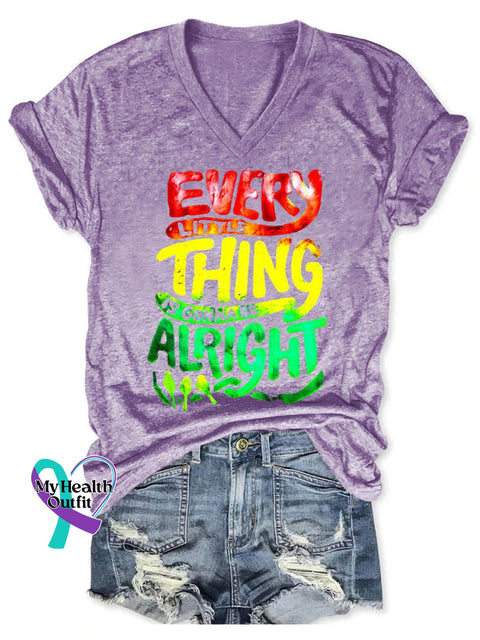 Every Little Thing Is Gonna Be Alright Art Print Casual T-Shirt Purple / S