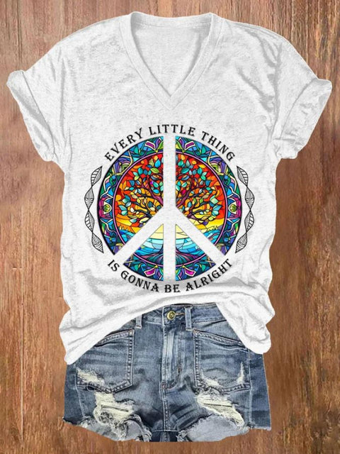Every Little Thing Is Gonna Be Alright Art Print Casual T-Shirt White / S