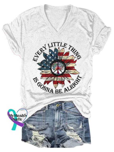 Every Little Thing Is Gonna Be Alright Art Print Casual T-Shirt White / S