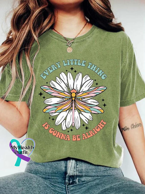 Every Little Thing Is Gonna Be Alright Art Print Causal T-Shirt Green / S