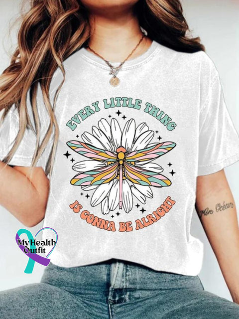 Every Little Thing Is Gonna Be Alright Art Print Causal T-Shirt White / S