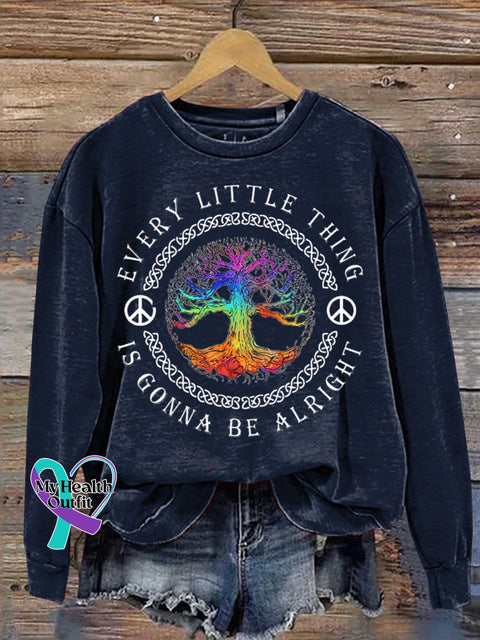 Every Little Thing Is Gonna Be Alright Peace And Love Art Print Casual Sweatshirt Blue / S