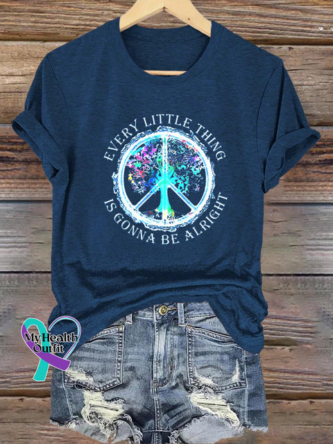 Every Little Thing Is Gonna Be Alright Printed Casual Round Neck Short Sleeve T-Shirt NavyBlue / S