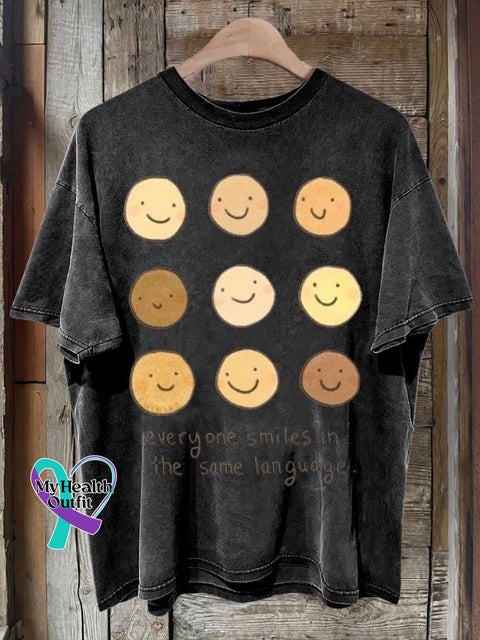 Everyone Smiles In The Same Language Be Kind Mental Health Awareness T-Shirt Black / S