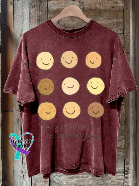 Everyone Smiles In The Same Language Be Kind Mental Health Awareness T-Shirt Red / S