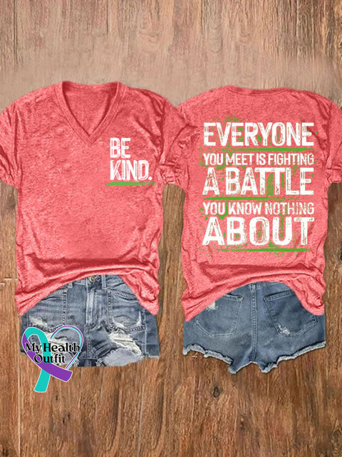Everyone You Meet Is Fighting A Batlle Know Nothing About Ladies Print T-Shirt Watermelon Red / S