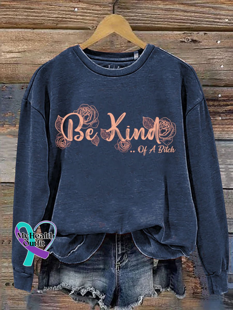 Everything Be Kind Print Casual Sweatshirt Blue / S