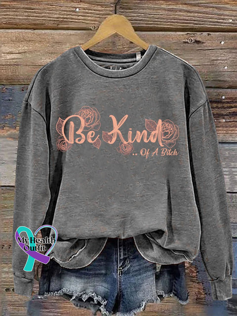 Everything Be Kind Print Casual Sweatshirt Grey / S