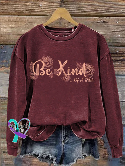 Everything Be Kind Print Casual Sweatshirt Red / S
