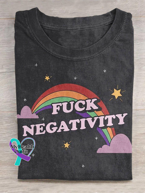 ’F*Ck Negativity’ Positive Vibe Statement Slogan Printed T-Shirt Black / S