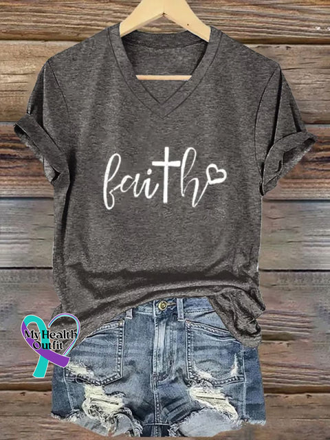 Faith Art Print T-shirt Grey / S