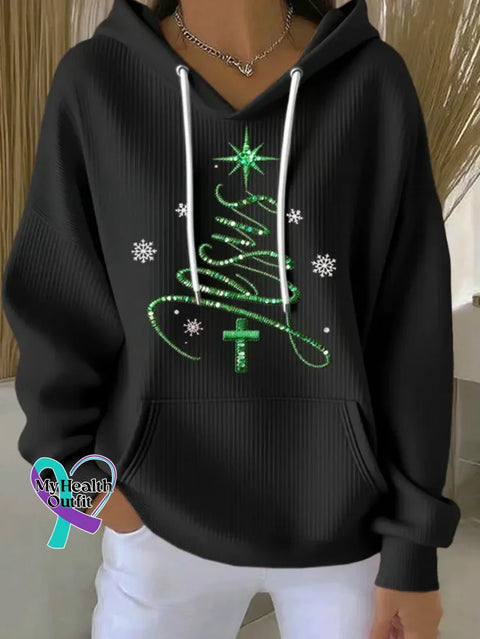 Faith Christmas Tree Casual Hoodie Sweatshirt Black / S