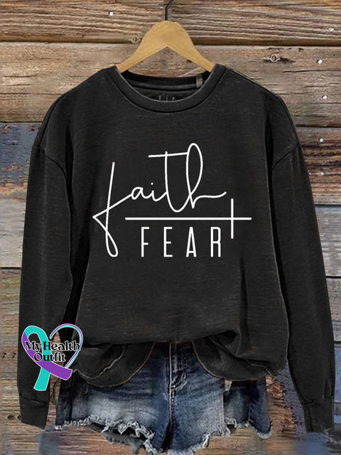 Faith Cross Fear Verse Religious Outfit Church Christian Casual Sweatshirt Black / S