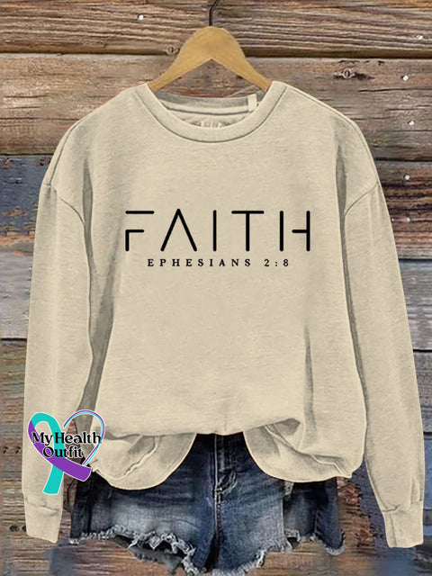 Faith Ephesians 2:8 Verse Religious Outfit Church Christian Casual Sweatshirt Sand / S