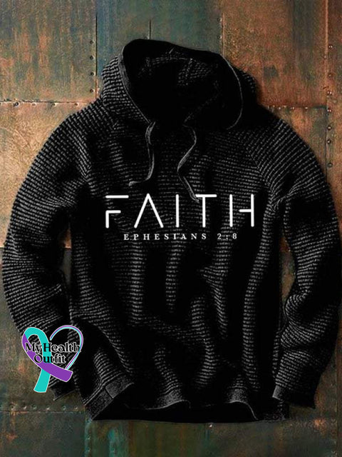 Faith Ephesians 2:8 Verse Religious Outfit Church Christian Print Hoodie Black / S