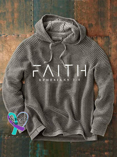 Faith Ephesians 2:8 Verse Religious Outfit Church Christian Print Hoodie Grey / S