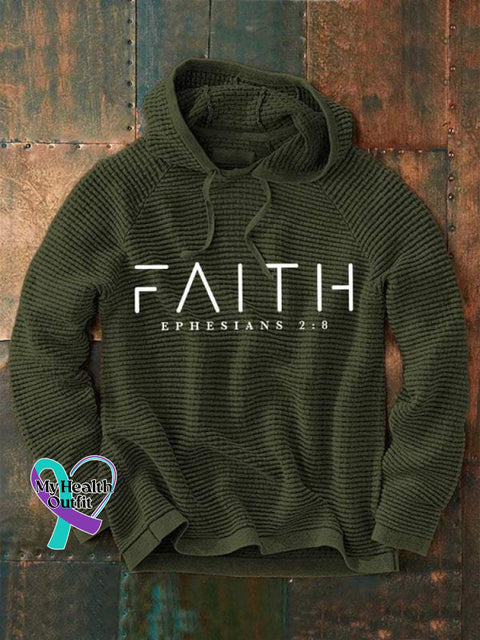 Faith Ephesians 2:8 Verse Religious Outfit Church Christian Print Hoodie Olive Green / S