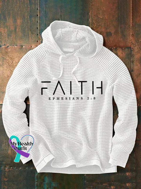 Faith Ephesians 2:8 Verse Religious Outfit Church Christian Print Hoodie White / S