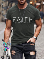 Faith Ephesians 2:8 Verse Religious Outfit Church Christian Print T-Shirt Olive Green / S