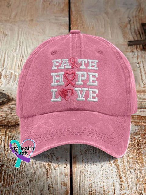 Faith Hope Love Breast Cancer Awareness Cap Pink / One-Size