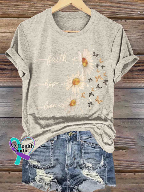 Faith Hope Love Daisy Butterfly T-shirt Sand / S