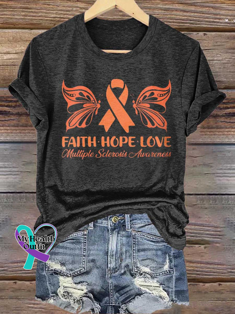 FAITH HOPE LOVE Multiple Sclerosis Awareness T-shirt Black / S