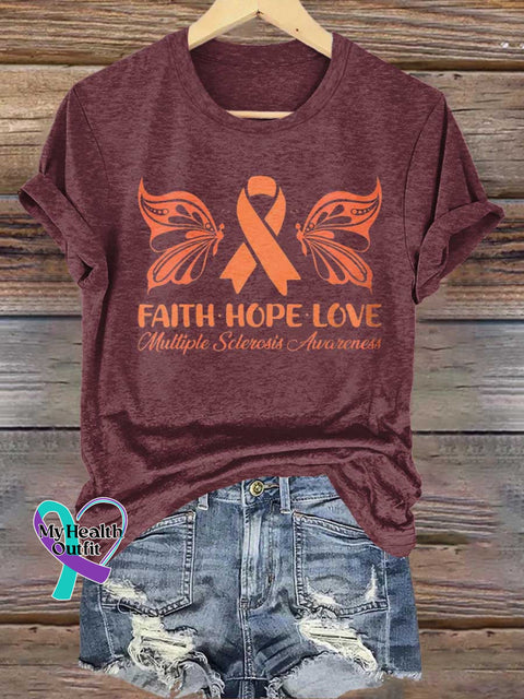 FAITH HOPE LOVE Multiple Sclerosis Awareness T-shirt Red / S