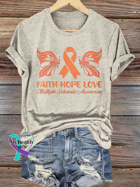 FAITH HOPE LOVE Multiple Sclerosis Awareness T-shirt Sand / S