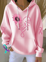 Faith Pink Ribbon Breast Cancer Awareness Casual Hoodie Sweatshirt LightPink / S