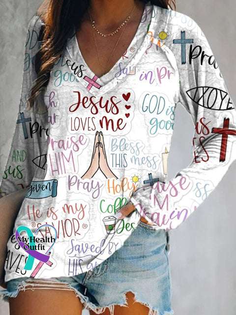 Faith V-Neck Long-Sleeved Casual Sweater As Shown / S