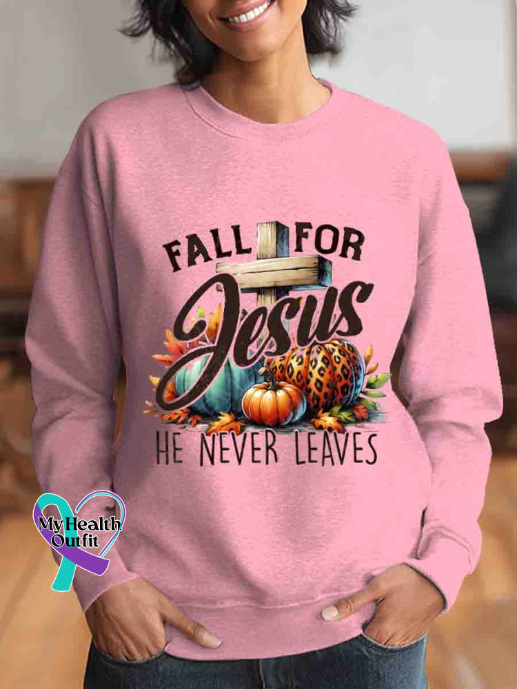 Fall For Jesus Art Retired Art Print Casual Sweatshirt LightPink / S