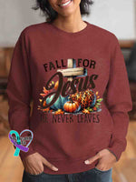 Fall For Jesus Art Retired Art Print Casual Sweatshirt Red / S