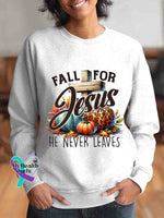 Fall For Jesus Art Retired Art Print Casual Sweatshirt White / S