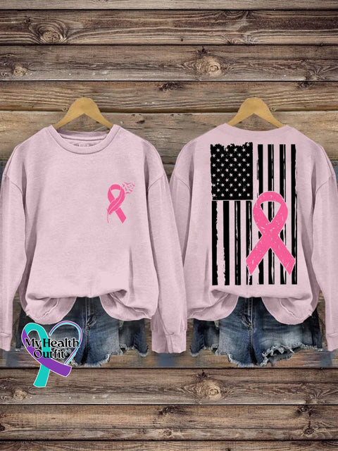 Feather Pink Ribbon Breast Cancer Sweatshirt / S