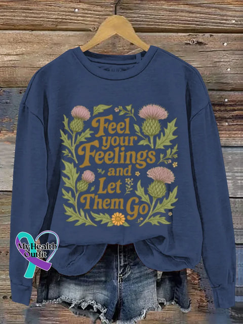 Feel Your Feelings Art Print Casual Sweatshirt Blue / S