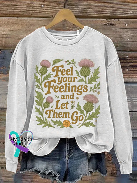 Feel Your Feelings Art Print Casual Sweatshirt White / S