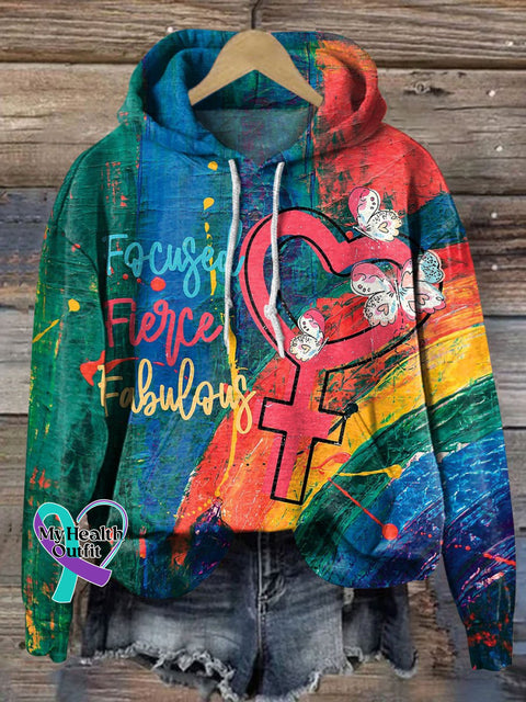 Female Logo Abstract Art Casual Hoodie Sweatshirt Multicolor / S