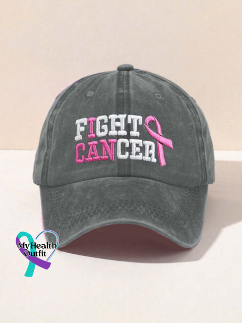 Fight Cancer Breast Cancer Awareness Pattern Art Print Hats Grey / Onesize