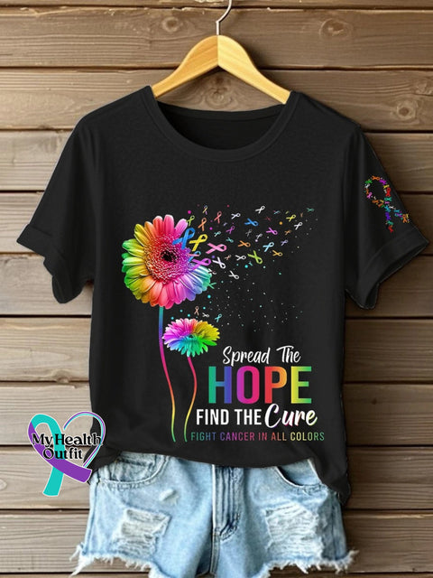 Fight Cancer In All And Every Color Ribbons Dandelion Flower T-shirt Black / S
