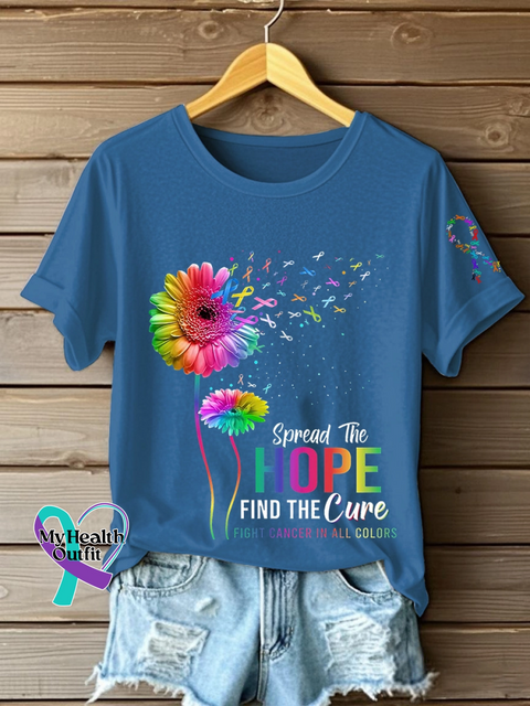 Fight Cancer In All And Every Color Ribbons Dandelion Flower T-shirt Blue / S
