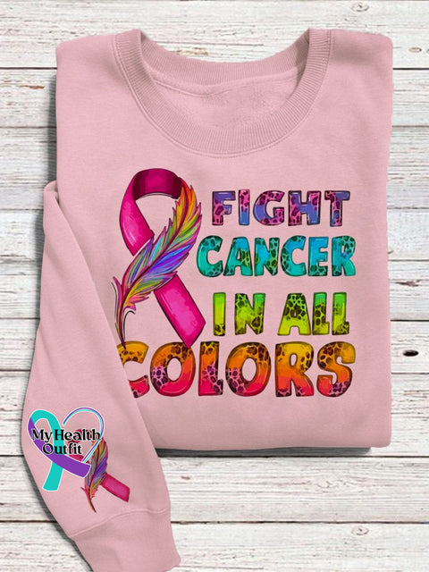 Fight Cancer In All Colors Breast Awareness Print Pattern Casual Sweatshirt Pink / S