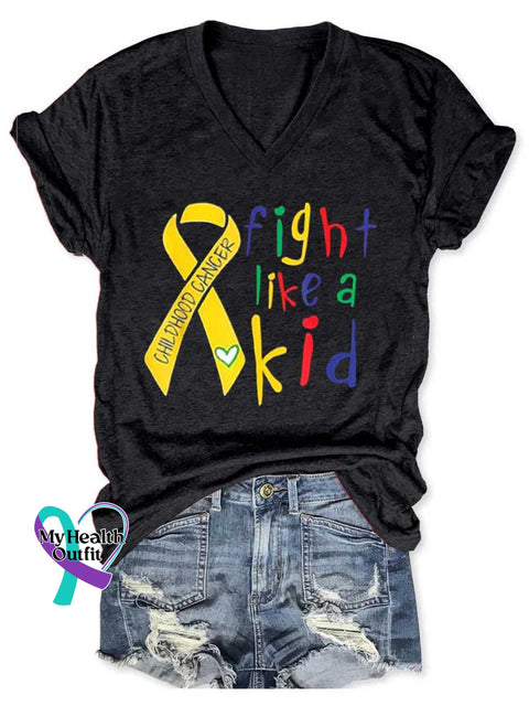 Fight Like Kid Childhood Breast Cancer Awareness T-Shirt Multicolor / S