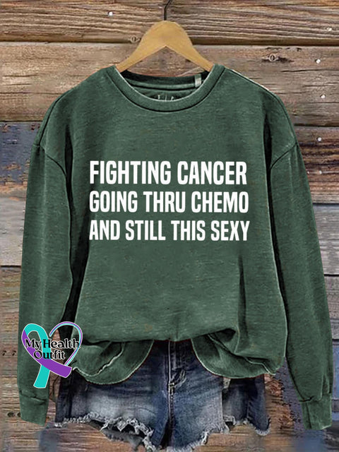 Fighting Cancer Art Print Pattern Casual Sweatshirt Green / S