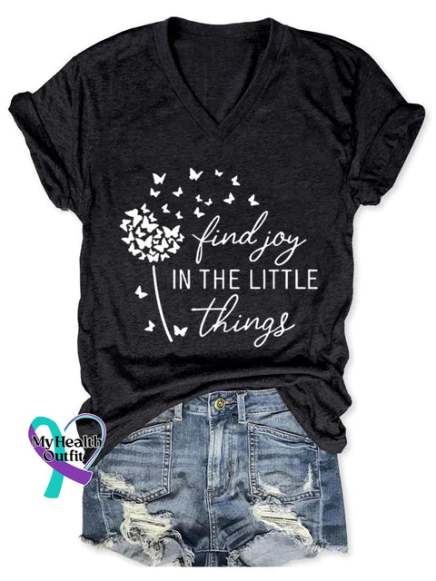 Find Joy In The Little Things Art Print Casual T-Shirt Black / S