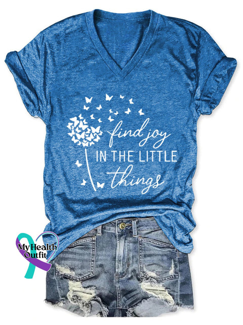 Find Joy In The Little Things Art Print Casual T-Shirt Blue / S
