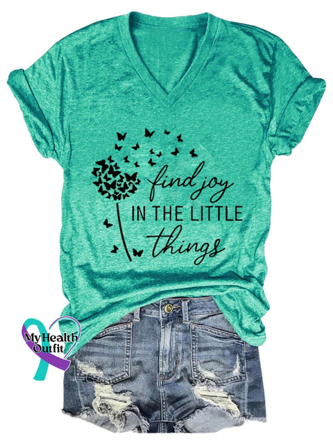 Find Joy In The Little Things Art Print Casual T-Shirt Green / S