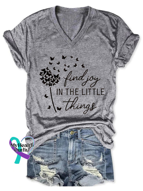Find Joy In The Little Things Art Print Casual T-Shirt Grey / S